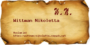 Wittman Nikoletta névjegykártya